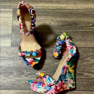 Liliana Platform Floral Scallop Strap Wedge